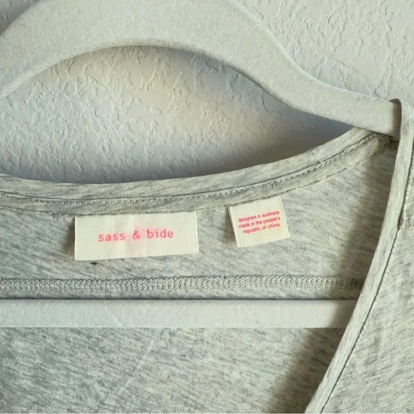 Sass & Bide Women’s Light Gray Heart String Chain Embellished Boho Shirt Size M - Picture 8 of 9